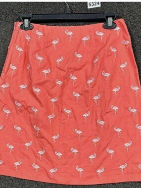 Talbots A-Line Mini Skirt Womens Size 2Coral Embroidered Flamingo